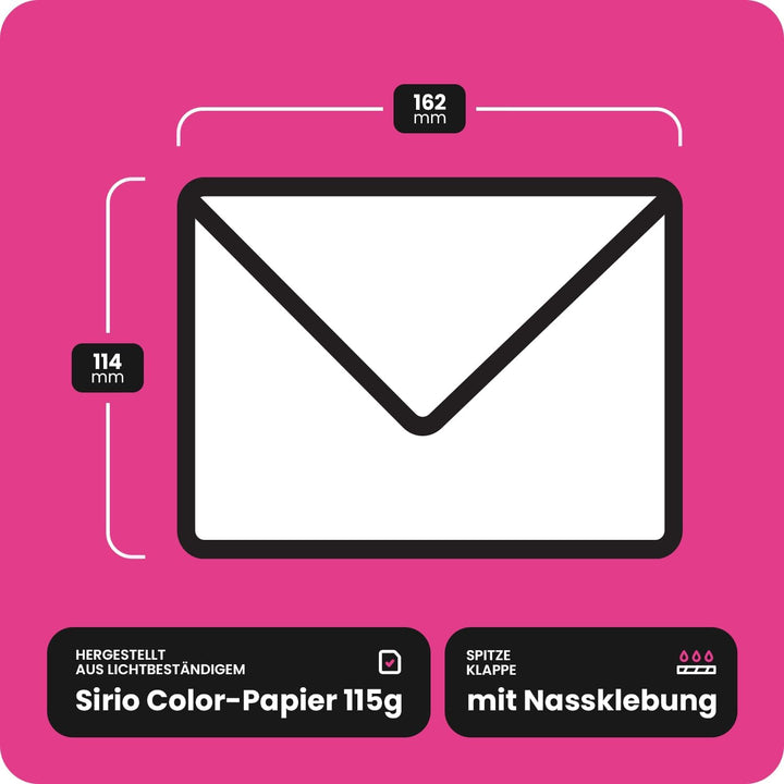 Netuno 500 Briefumschläge Blau DIN C6 114 x 162 mm 115g Sirio Color Blu Papier Umschläge elegant für