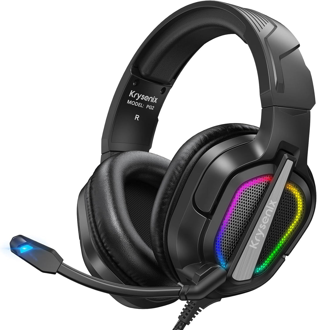 Krysenix PG2 RGB Gaming Headset für PS4/PC/Xbox/Nintendo Switch, PS5 Headset mit Mikrofon, Gaming Ko