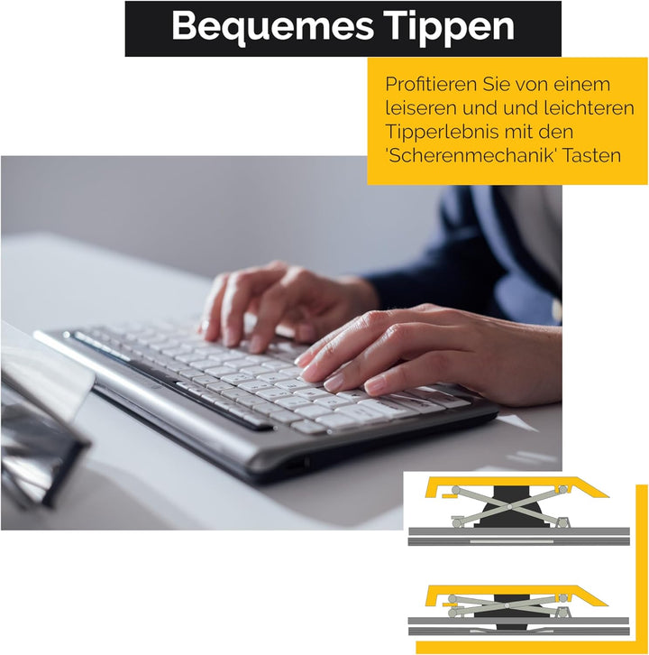 BakkerElkhuizen S-Board 840 Compact Tastatur, deutsches Layout QWERTZ, Kabelgebunden, Hellgrau/Weiss