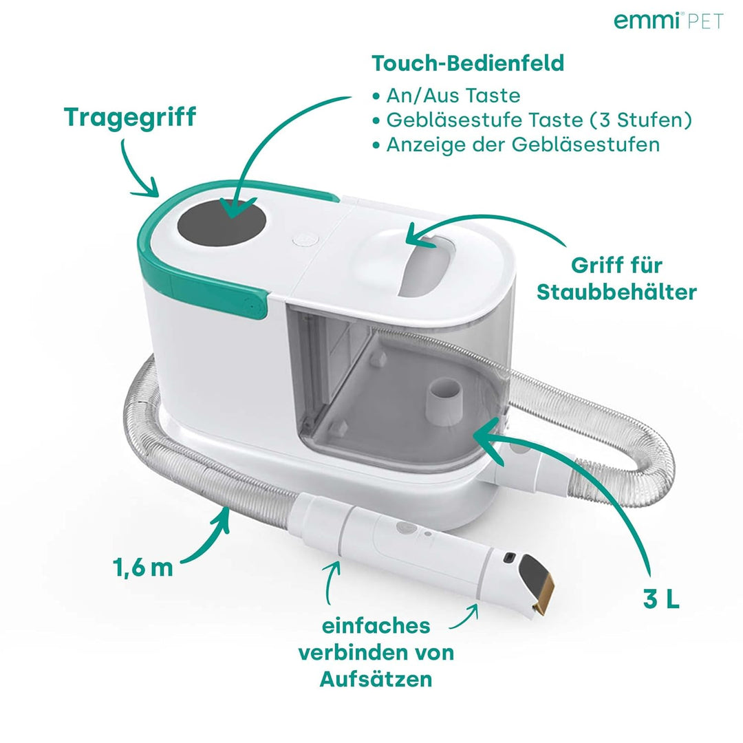 emmi-pet Grooming Kit Pro - 8in1 Hundeschermaschine | Dreifachnutzung mit Schermaschine, Kamm & Stau