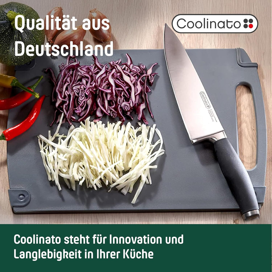 Coolinato Schneidebrett 3er Set in unterschiedlicher Grösse mit Saftrille - Antibakterielle Schneidb