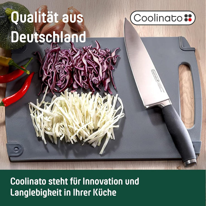 Coolinato Schneidebrett 3er Set in unterschiedlicher Grösse mit Saftrille - Antibakterielle Schneidb