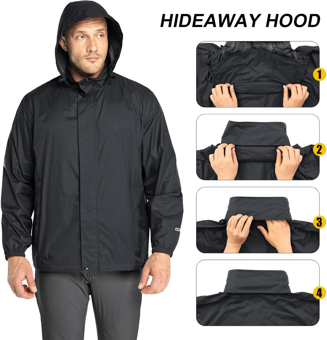 33,000ft Herren Windbreaker, Regenmantel M Schwarz, M Schwarz