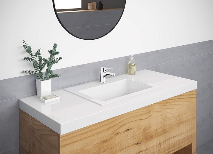 Cornat Waschtisch-Einhebelarmatur "Gaia" - Verchromter Messingkörper - Normale Auslaufhöhe - Mit Abl