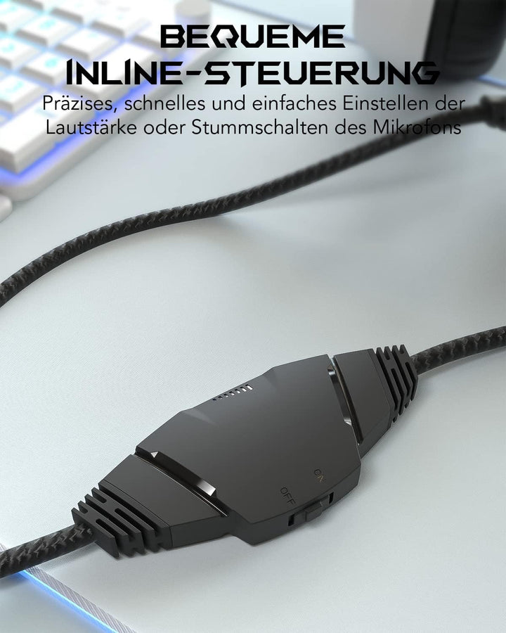 Black Shark Gaming Headset für PC, PS4, PS5, Xbox, Switch, Gaming Kopfhörer mit Ultraklarem Biegsame