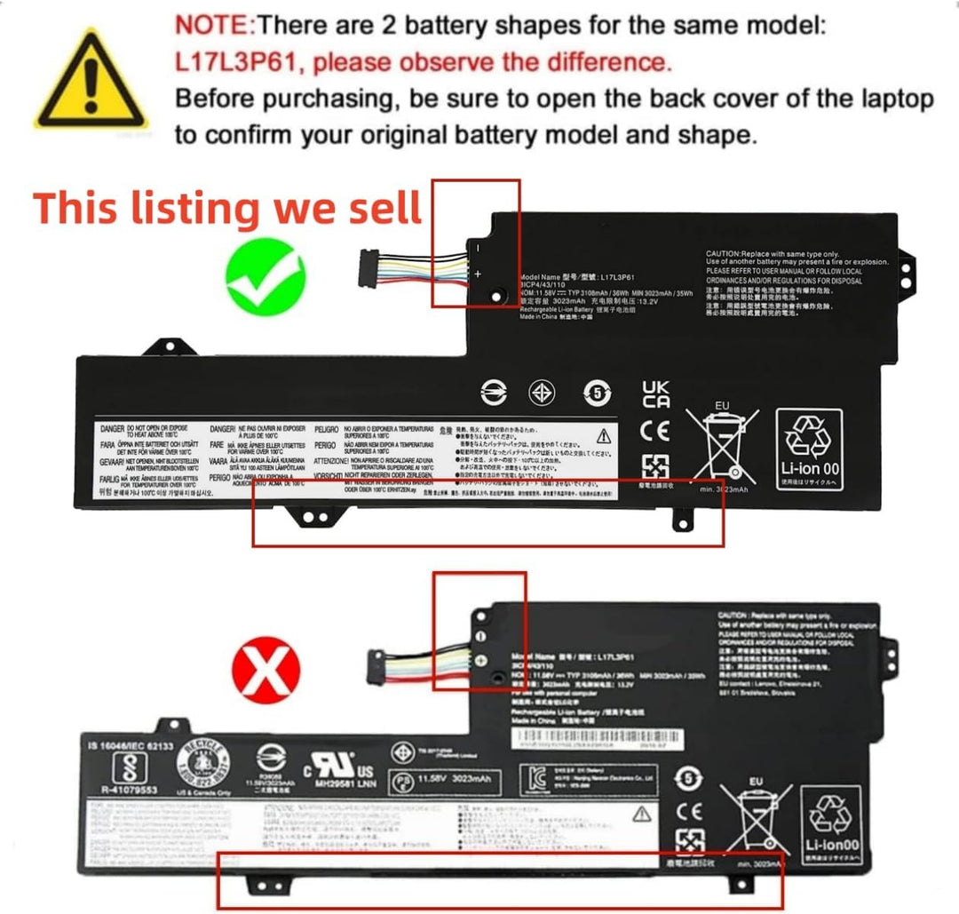 PUGASR L17L3P61 Laptop Akku Kompatibel mit Lenovo IdeaPad Yoga 720-12IKB 330-11IGM 320S-13IKB Flex 6