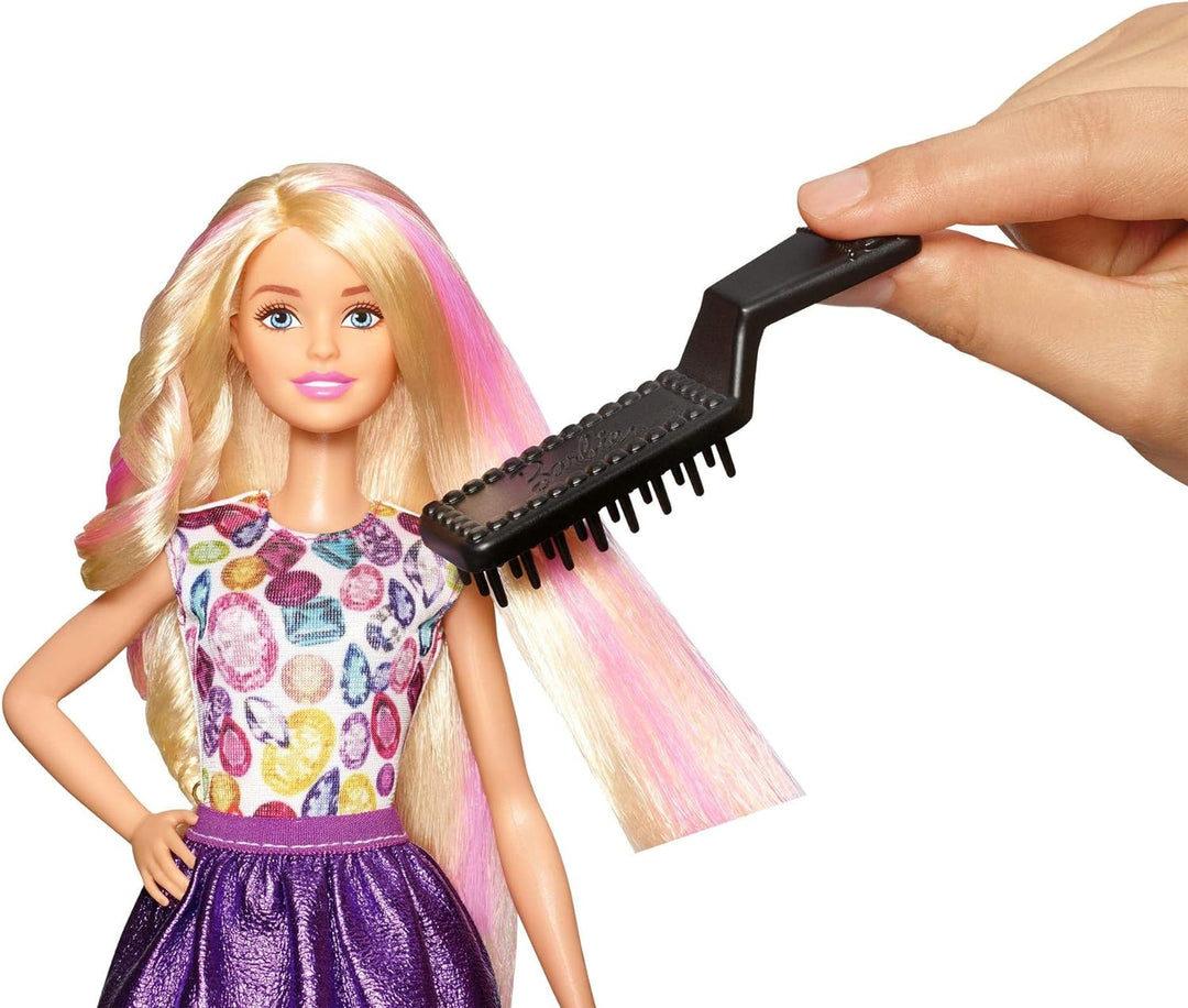 Barbie DWK49 - Hairstyling Spielset, ohne Hitze und mit Wasser verschiedene Frisuren zaubern, Spielz