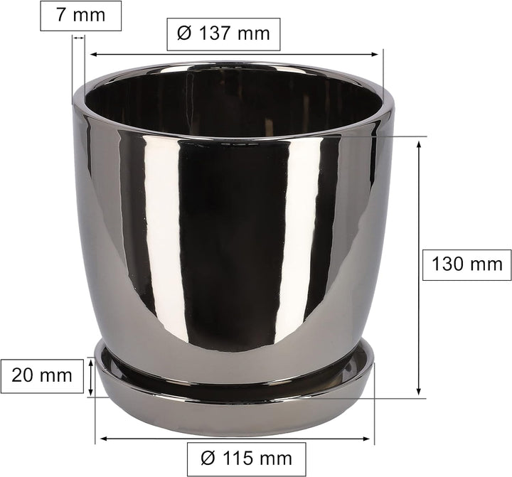 KOTARBAU® 2er Set Keramik-Blumentopf Übertopf für Blumen Pflanzen ⌀ 13 cm ⌀ 15 cm mit Tropfschale