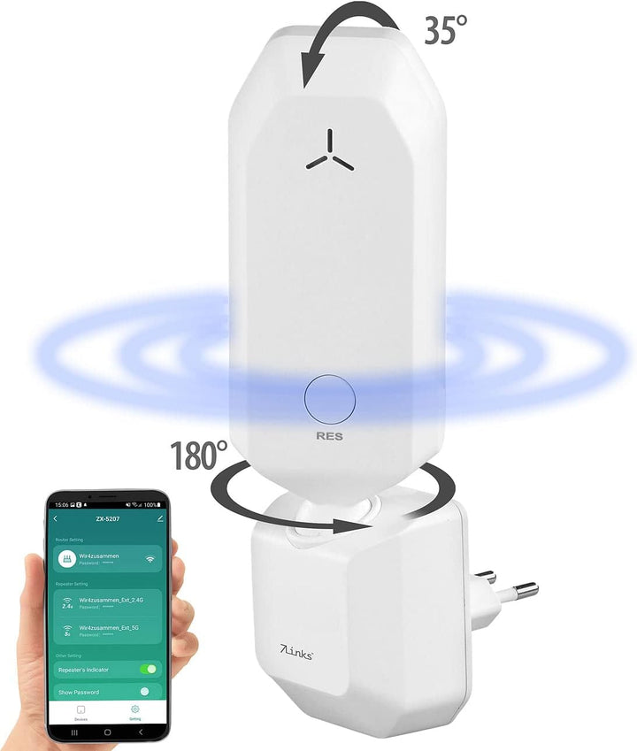 7links Mini WLAN-Repeater: 2er-Set WLAN-Repeater mit ausrichtbarer Antenne, App, 300 Mbit/s (WLAN-Re