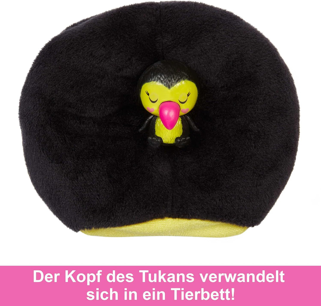 Barbie Cutie Reveal, bewegliche Tukan-Accessoires, 10 Überraschungen, Tierspielzeug, Farbwechseleffe