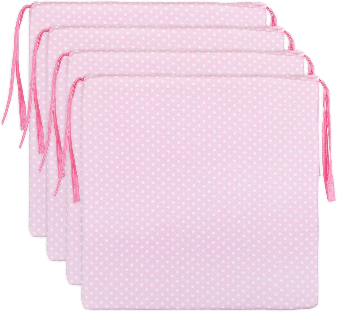 Brandsseller 4er Set Sitzkissen 40x40 cm mit Punkten – Bequeme Stuhlauflagen mit Bindebändern & abne