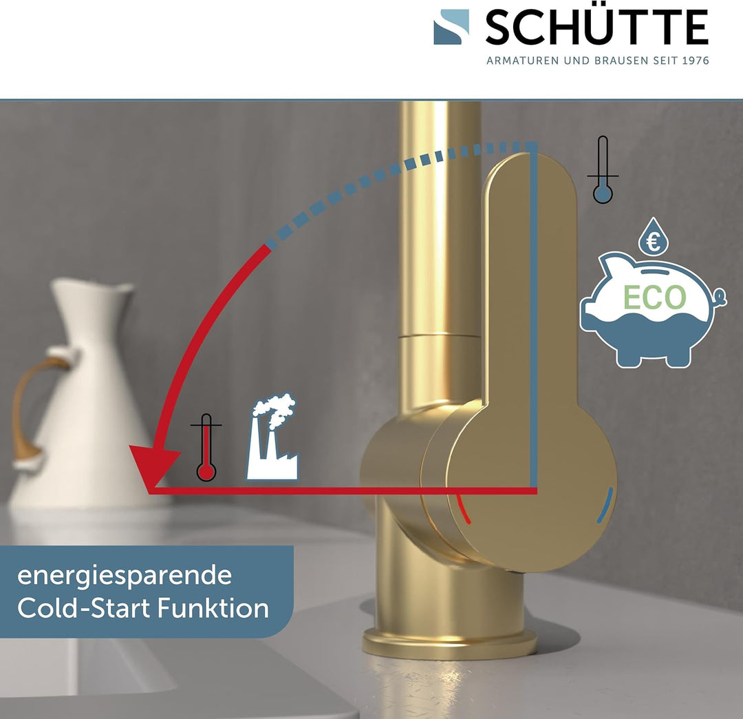 SCHÜTTE 79770 London Küchenarmatur mit ausziehbarer Geschirrbrause, 360 Grad schwenkbarer Wasserhahn