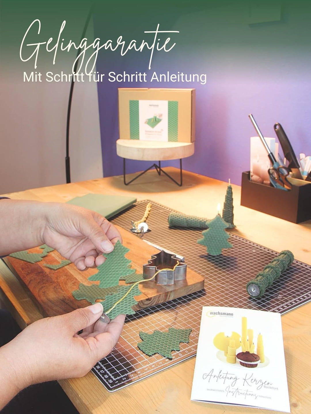 Wachsmann DIY Bienenwachs Kerzen Bastelset – Starterset für 10 Kerzen in vielen Farben – 100% reines