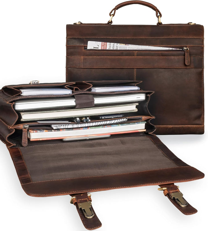 STILORD 'Ludger' Leder Laptop Tasche 15,6 Zoll für Damen und Herren Ordnertasche Echtleder Businesst