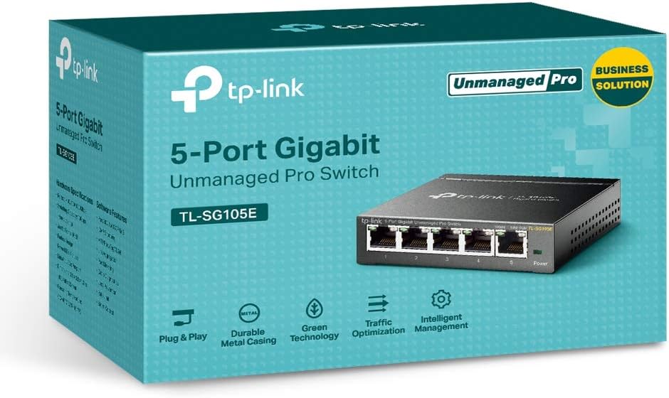 TP-Link TL-SG105E 5-Ports Gigabit Easy Smart Managed Netzwerk Switch mit TP-Link TL-SG105 5-Ports Un