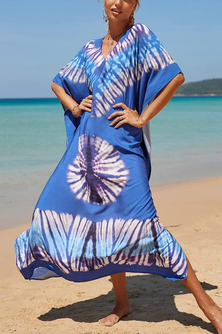 YouKD Damen Lang Kaftan Bohemian Beach Badeanzug Cover Up Kleid Plus Size Robe