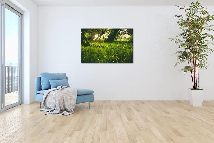 deyoli zauberhafte Butterblumen auf einer Wiese Format: 80x60 als Leinwand, Motiv fertig gerahmt auf