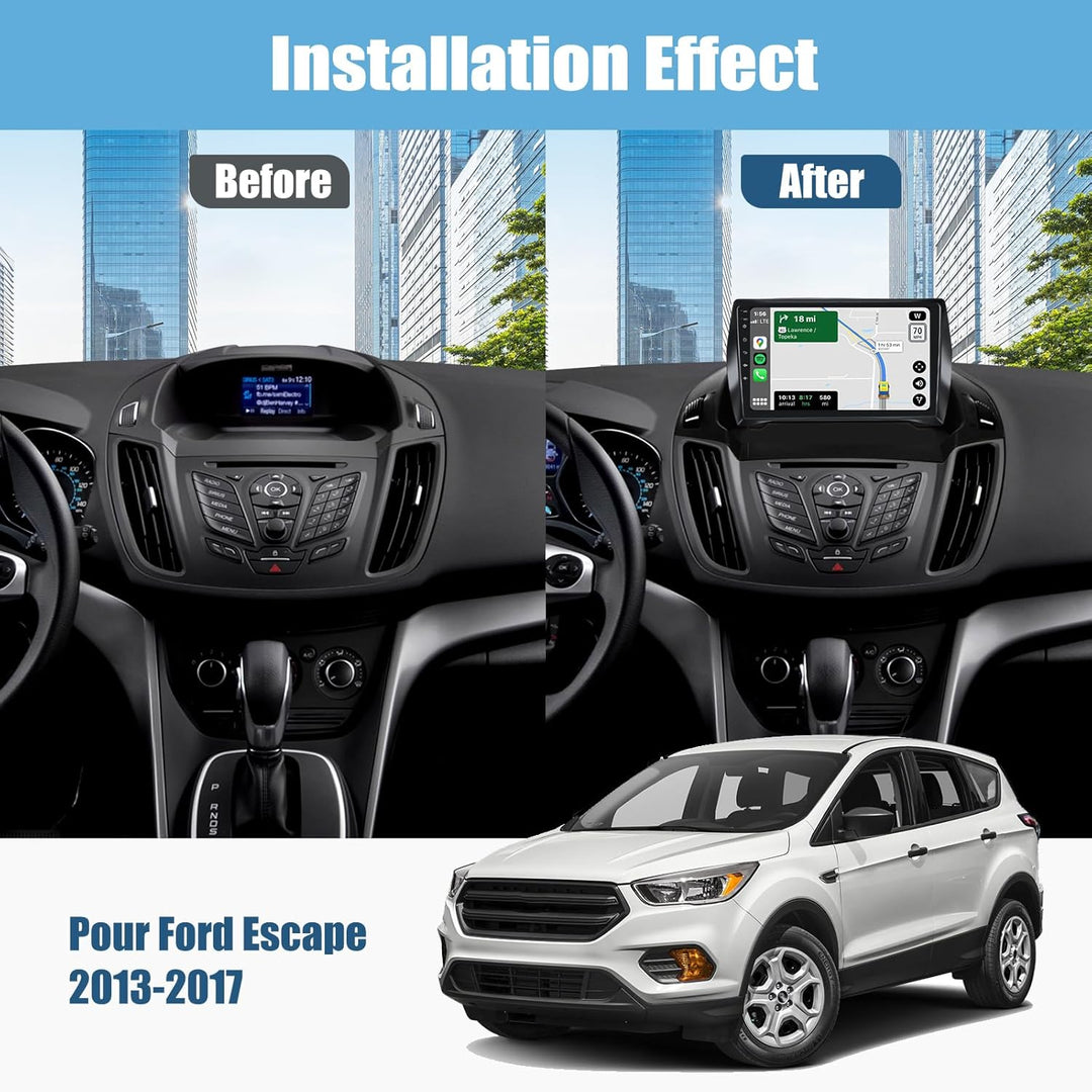 8Core 4G+64G CAEMCHO Android 13 Autoradio fĂŒr Ford Kuga/Escape 2013-2019 mit Navi Carplay Android Au
