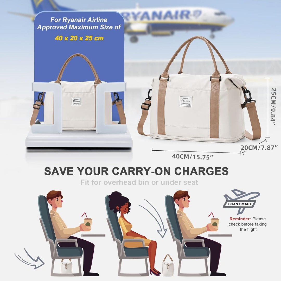 WEPLAN Reisetasche Damen Handgepäck Tasche Ryanair 40x20x25 für Flugzeug Tasche Weekender Damen Trav