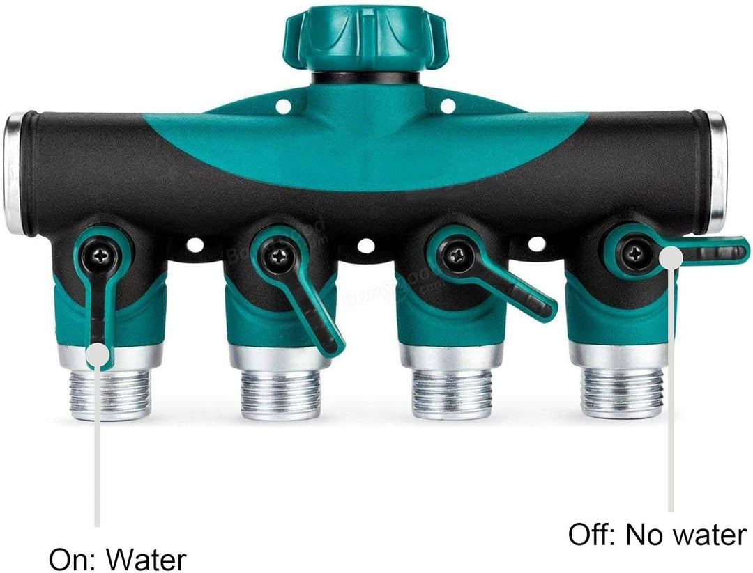 Oumefar Benutzerfreundlicher 4-Wege-Gartenschlauchverteiler , Schlauchverteiler für Gartenmetallvent