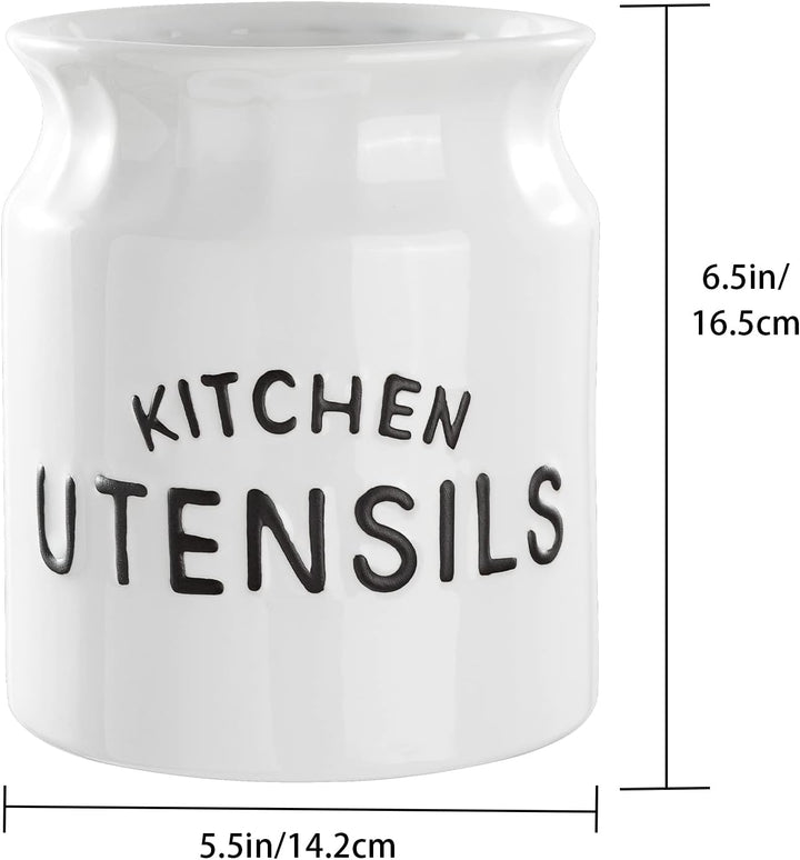 Karisky Kitchen Utensil Holder for Countertop, Solid Ceramic Cooking Utensil Crock Holder for Kitche