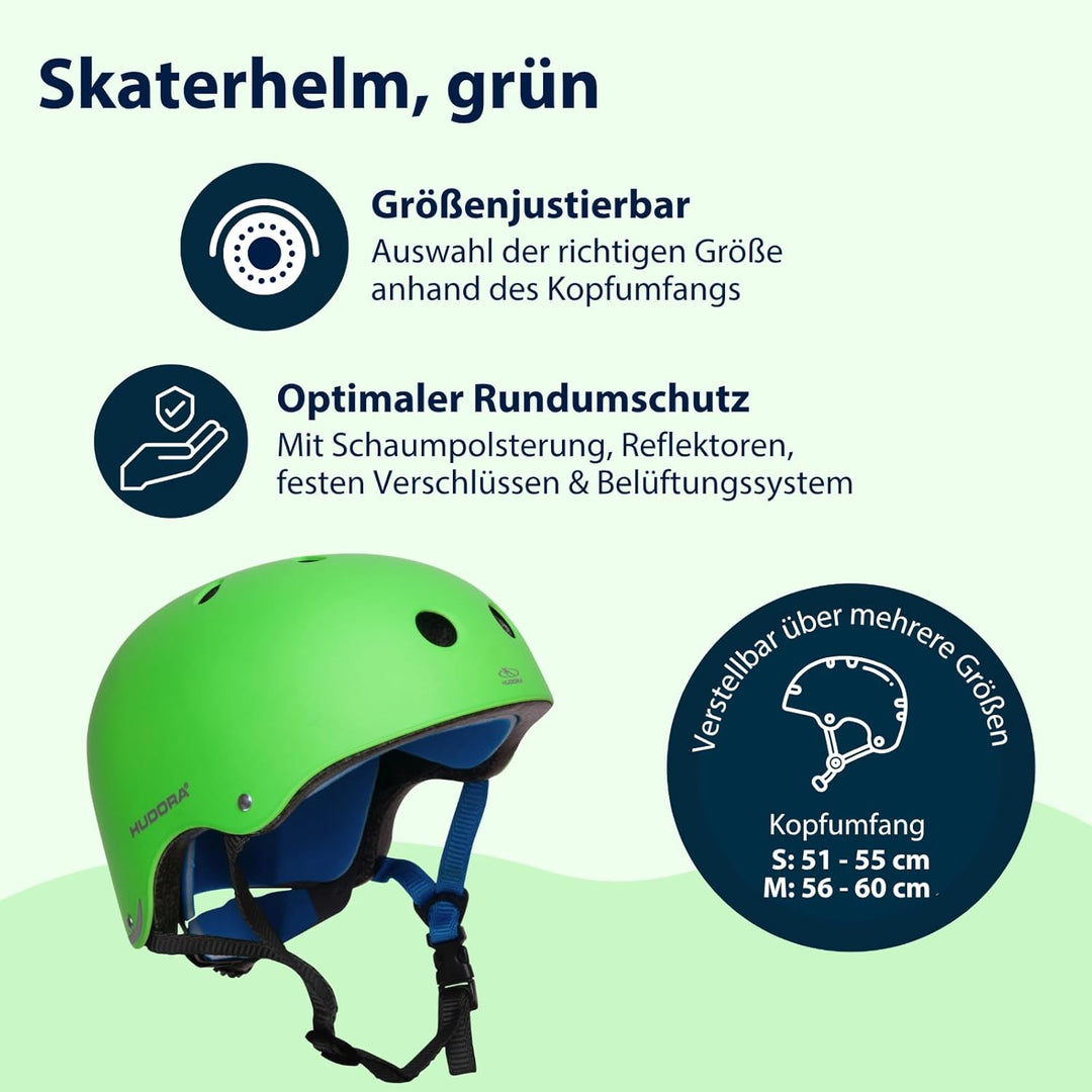 HUDORA 84103 - Skateboard-Helm, Scooter-Helm anthrazit, Gr. 51-55, Skate Helm, Fahrrad-Helm 56-60 Gr