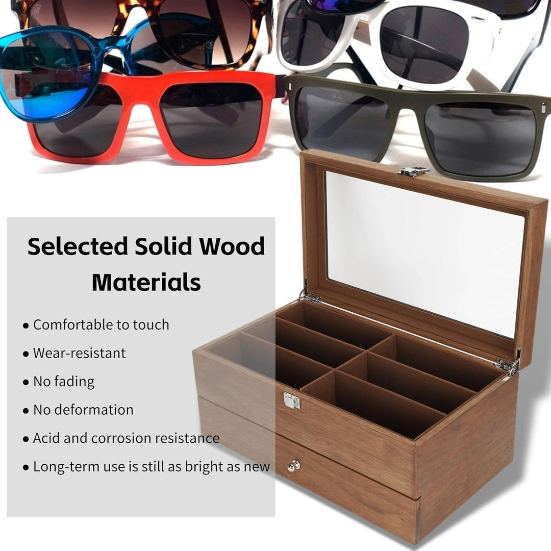 Brillenbox, 12 Slots Brillenbox Holz Doppelschicht Brille Vitrine Box Organizer Dekoration für Displ