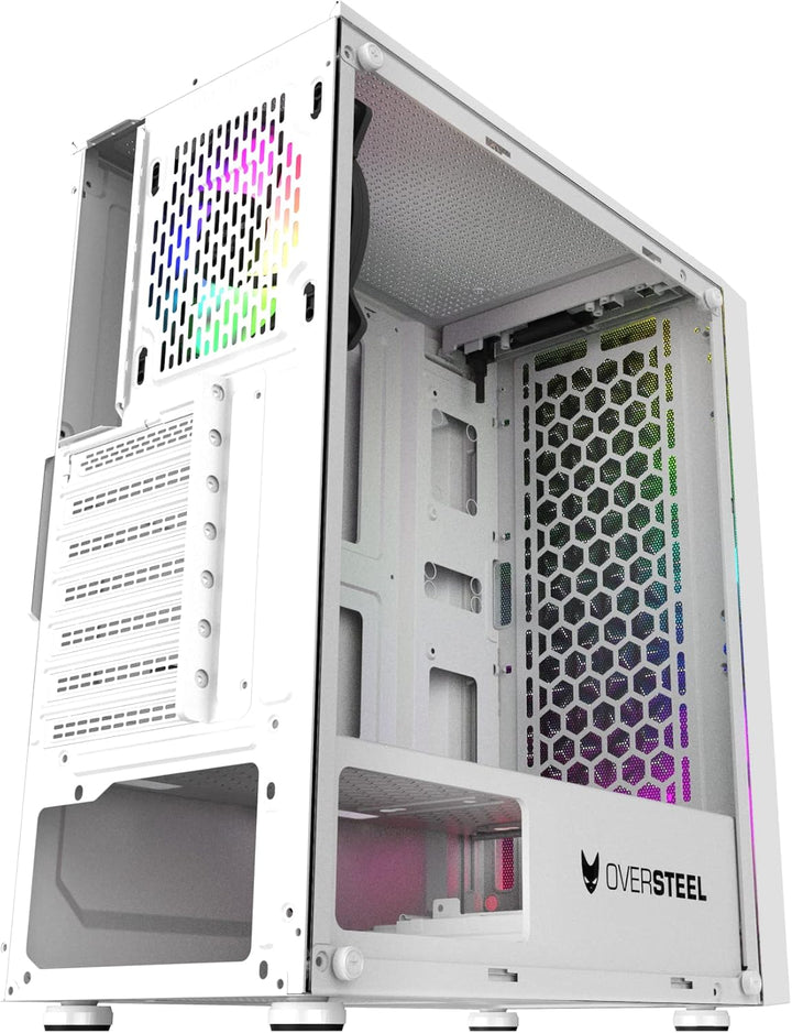 Oversteel - Iridium Gaming PC Gehäuse Kompatibel mit ATX, Micro ATX und ITX Boards, 120mm A-RGB Lüft