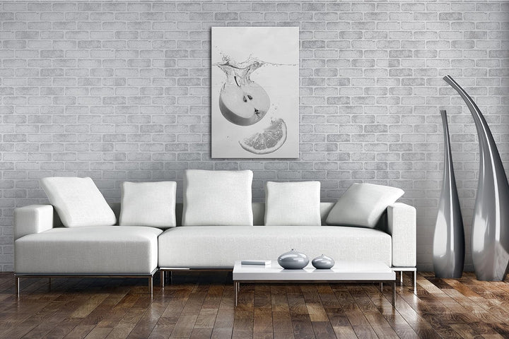 deyoli köstlicher Apfel mit Zitronenscheibe Effekt: Schwarz/Weiss im Format: 80x60 als Leinwandbild,