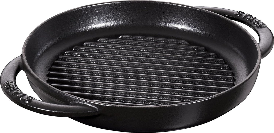 STAUB rund 22 cm Grillpfanne, Gusseisen, Schwarz 30 x 4.5 x 2.3 cm Schwarz, 30 x 4.5 x 2.3 cm Schwar