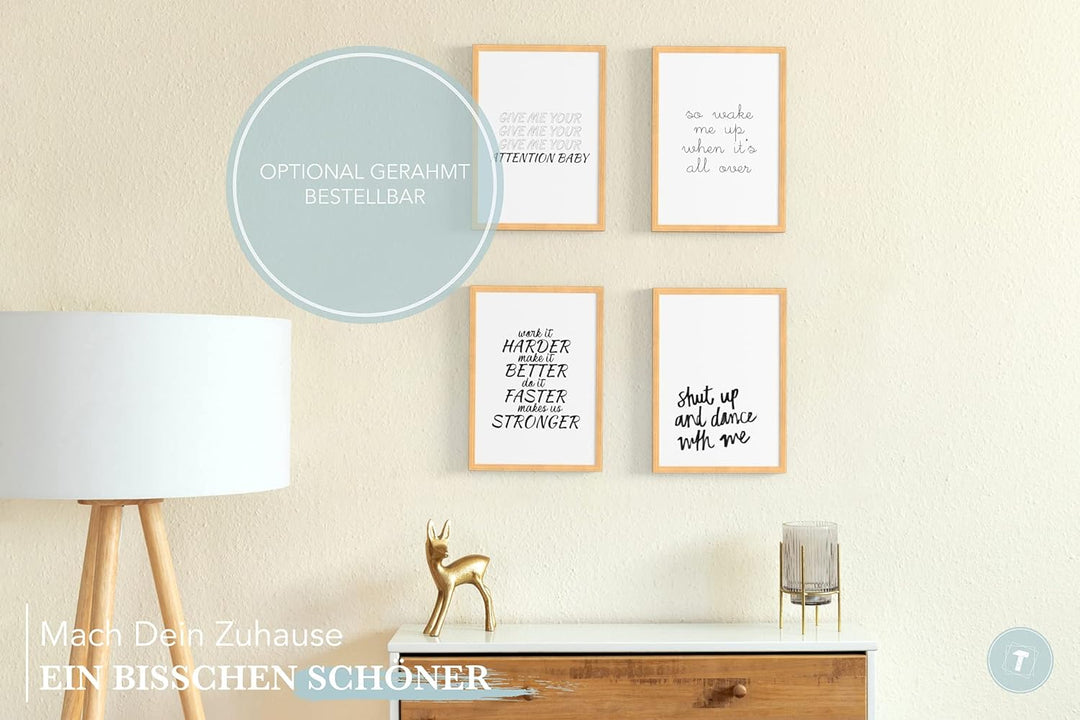 Papierschmiede® Premium Spruchposter Set 4er DIN A1, Motiv: My Favourite Songs, Lieder Texte, Typogr