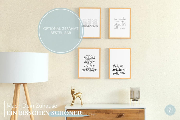 Papierschmiede® Premium Spruchposter Set 4er DIN A1, Motiv: My Favourite Songs, Lieder Texte, Typogr