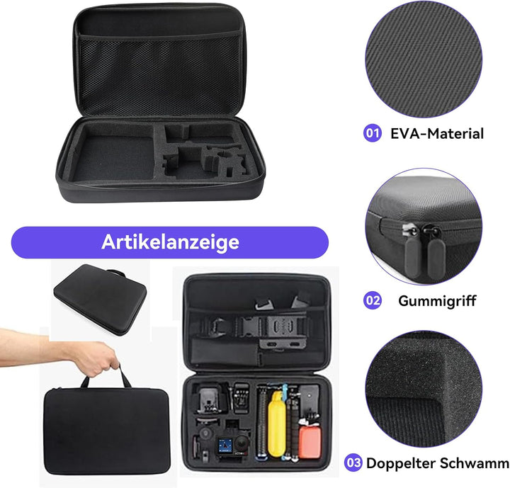 58 in 1 Action Kamera Zubehör Kit, Kompatibel mit DJI Osmo Action 5/4/3/2, Kompatibel mit Insta360 G