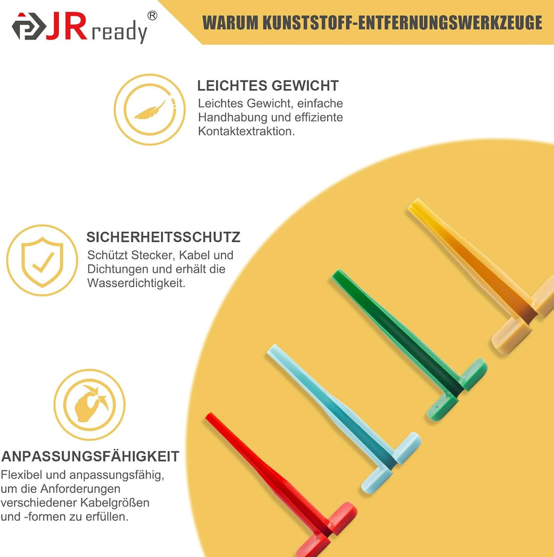 JRready ST5267 4Pcs Deutsch Auspinnwerkzeug Kfz Set Für 12# 16# 20# Solid/Stamped Kontakte 10-22 AWG