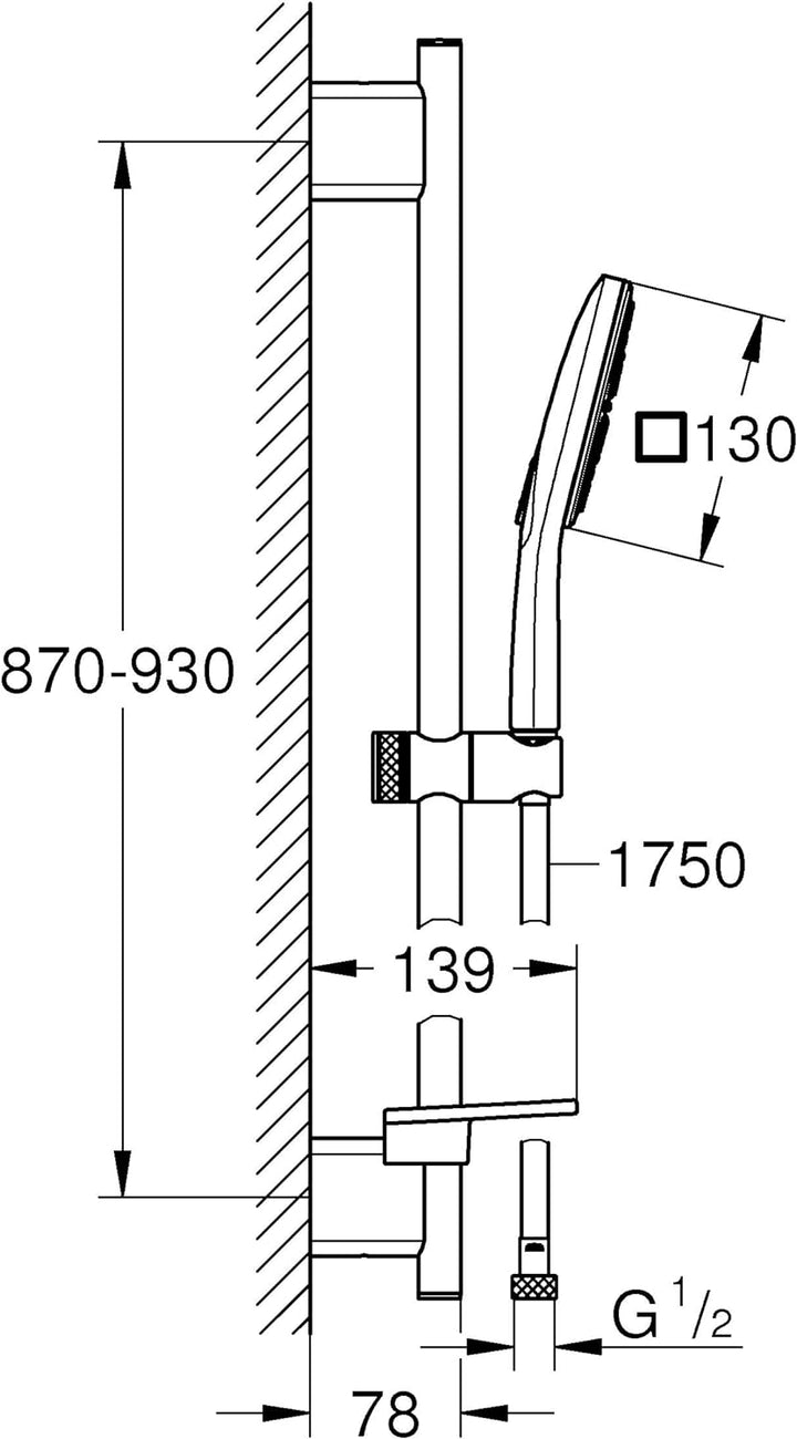GROHE Rainshower 130 SmartActive Cube | Brausestangenset 3 Strahlarten | Moon White | 26587LS0