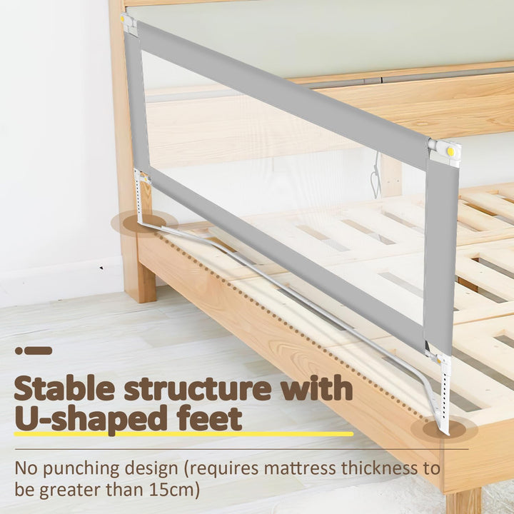 Tubiaz 200cm Bettgitter Rausfallschutz, Klappbare Bettschutzgitter mit U-förmige Füsse, Kinderbettgi
