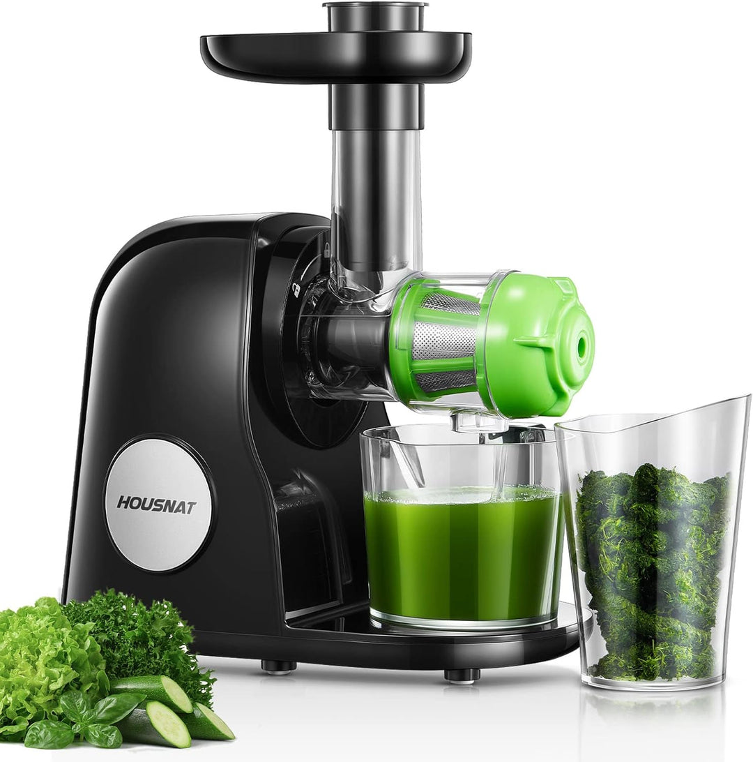 HOUSNAT Slow Juicer, Entsafter GemĂŒse und Obst, Profi Entsafter mit Ruhigem Motor â Umkehrfunktion â