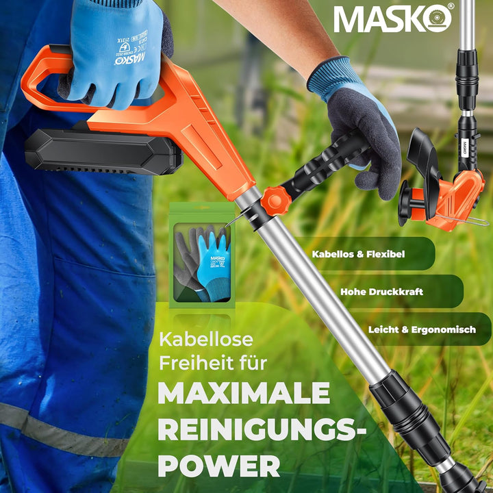 MASKO® Akku-Rasentrimmer mit 20 V Li-Akku, 2,0 Ah Akku und Ladegerät, Motorsense 26 cm Schnittkreis,