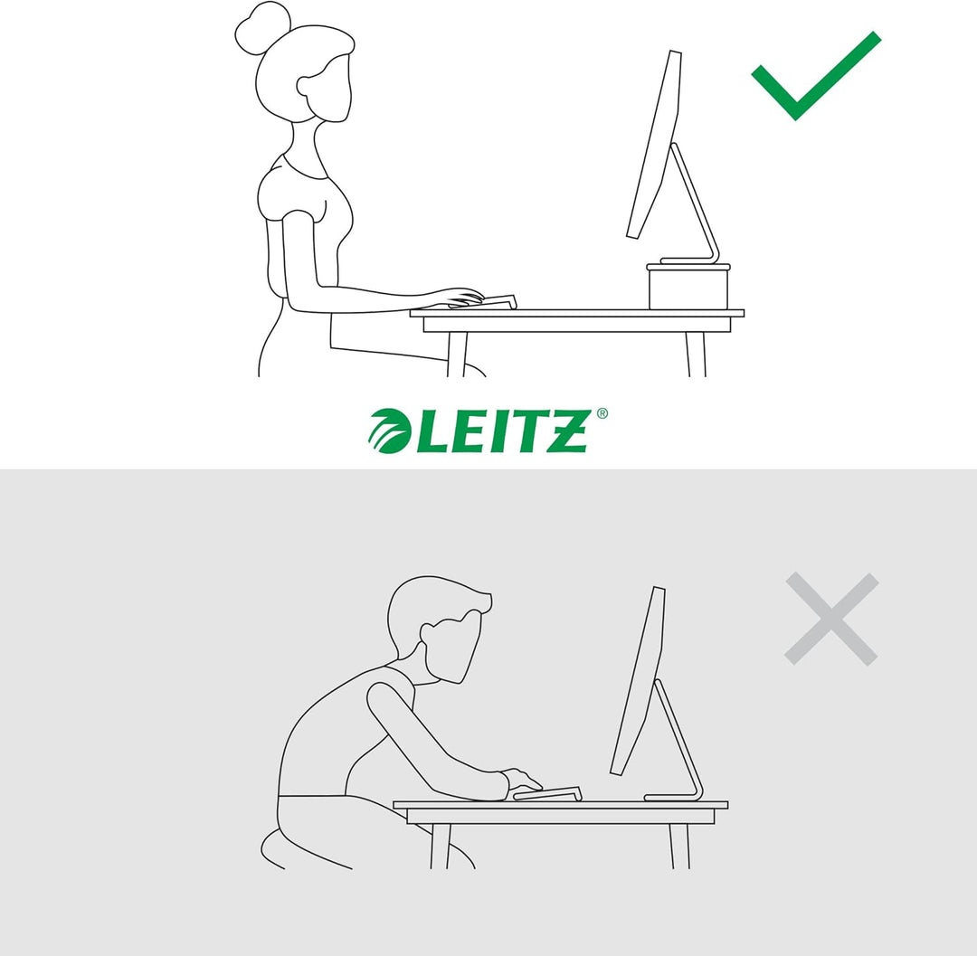 Leitz Monitorständer für Desktop & Laptop, Ergonomischer Aufsatz, für 24 Zoll Monitore bis 20 kg, Mi