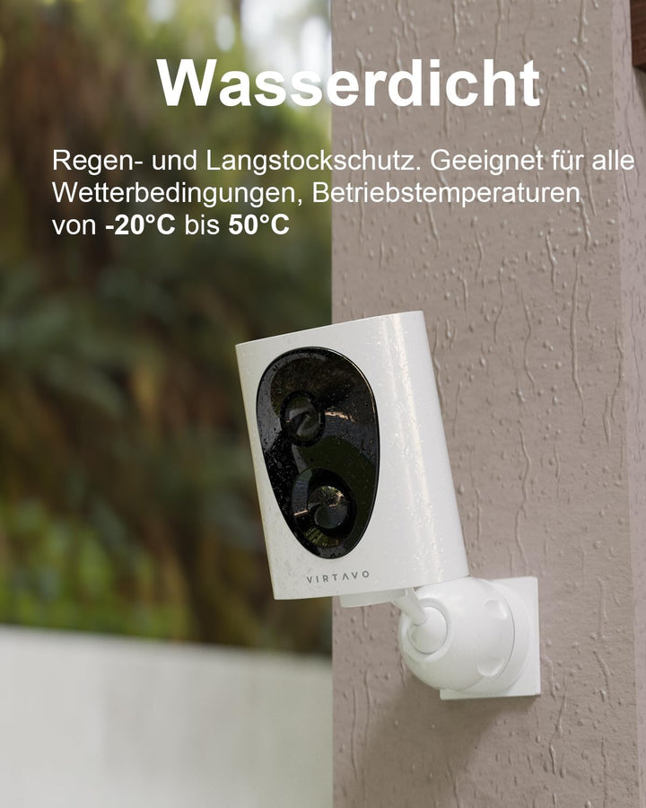 virtavo 2K Überwachungskamera Aussen Akku WLAN HD Kabellos Kamera, Nachtsicht WiFi Outdoor,aussen/in