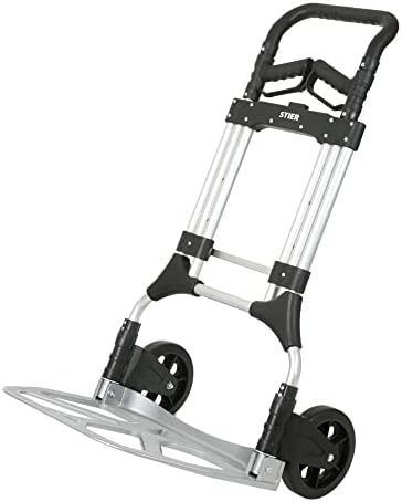 STIER Sackkarre Premium klappbar, Aluminium Transportkarre, Belastbarkeit bis 200kg, Stapelkarre zum