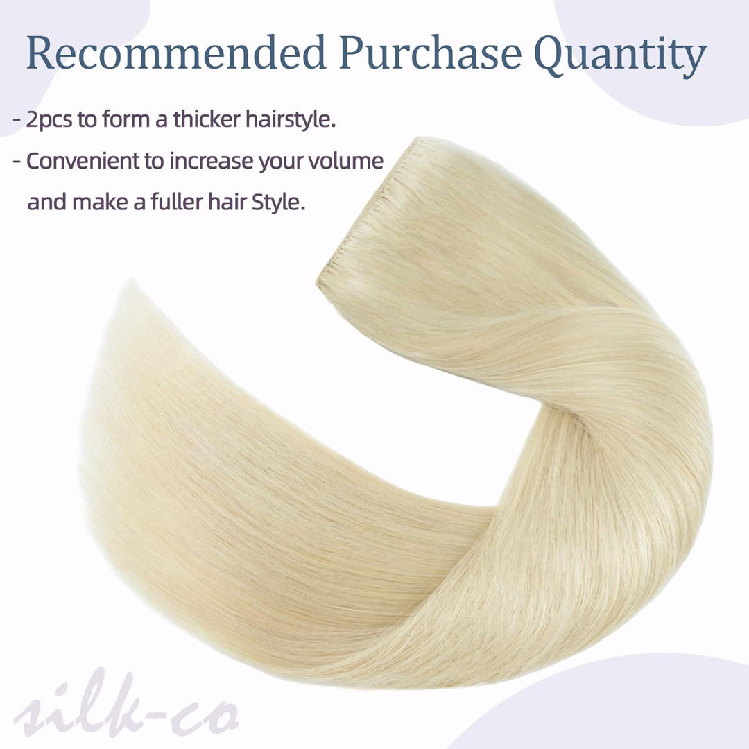 Silk-co Haarteile Echthaar Clip in Extensions Echthaar 1Pc 5Clips Haarverlängerung Weich Natürlich H