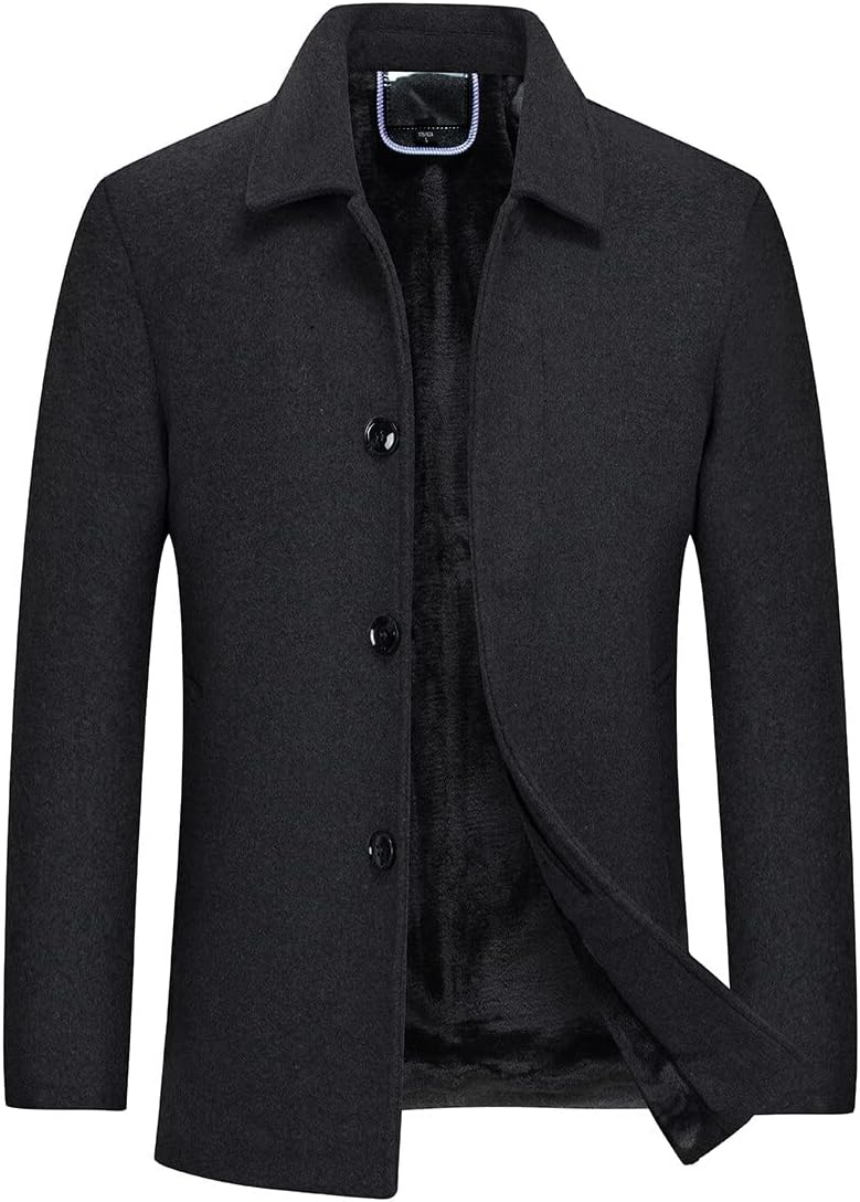 YOUTHUP Mantel Herren Wolle Kurzmantel Regular Fit Winter Wollmantel Kurz Herrenmantel für Business