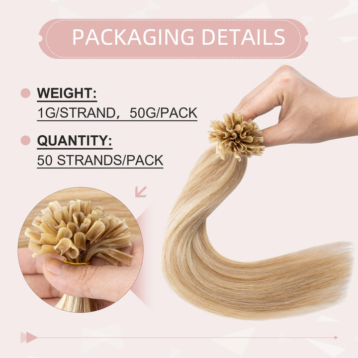 Silk-co Haarteile Echthaar Bonding Extensions Echthaar 0.8g Keratin U-Tip Haarverlängerung Glatt Hai