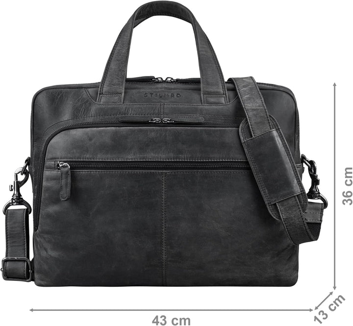 STILORD 'Lias' Echtleder Umhängetasche für Herren - Stilsicher ins nächste Meeting Carbon - Grau, Ca