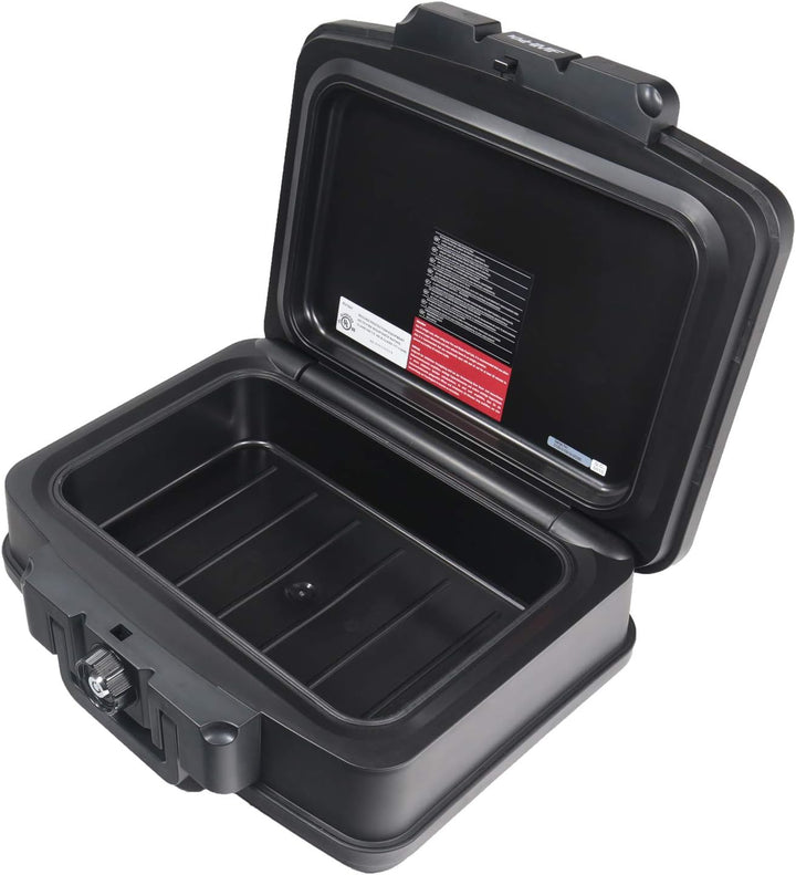 HMF 250452 Feuerfeste Wasserdichte Dokumentenbox | DIN A4 | 44,5 x 16,5 x 33 cm | schwarz