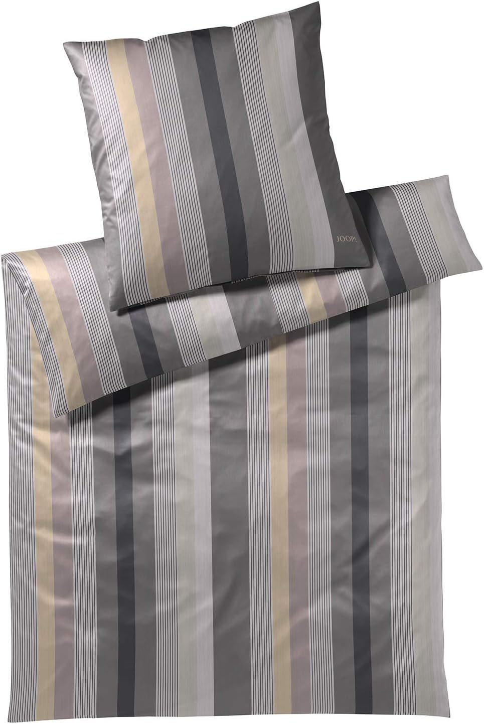Joop! Bettwäsche Stripes Stone 1 Bettbezug 155 x 220 cm + 1 Kissenbezug 80 x 80 cm, 1 Bettbezug 155