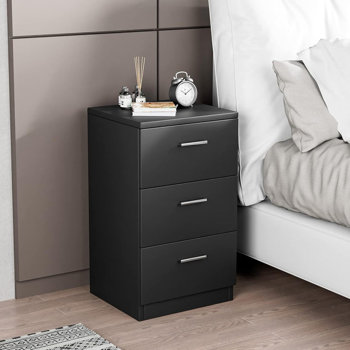 COSTWAY 2er Set Nachttisch mit 3 Schubladen, Nachtschrank für Boxspringbett, Nachtkommode, Nachtkons