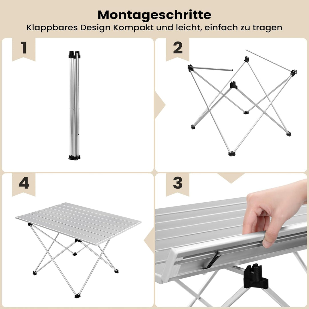 WOLTU Alu Campingtisch klappbar Falttisch Ultra Leichte tragbar mit Tragetasche, Klapptisch Kleiner