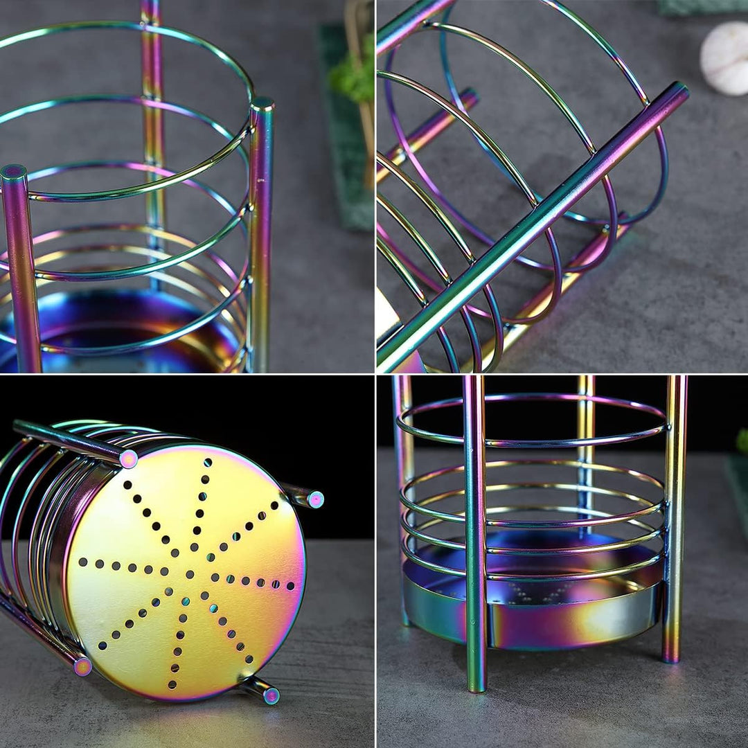 Rainbow Küchenutensilienhalter für Küchentheke, Edelstahl-Utensiliengefässe, Rainbow Titanium-Beschi